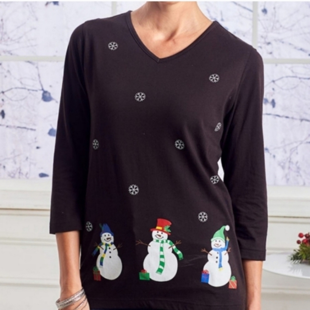 METROPOLITAN Christmas Holiday Snowman Longsleeve Shirt Size Medium